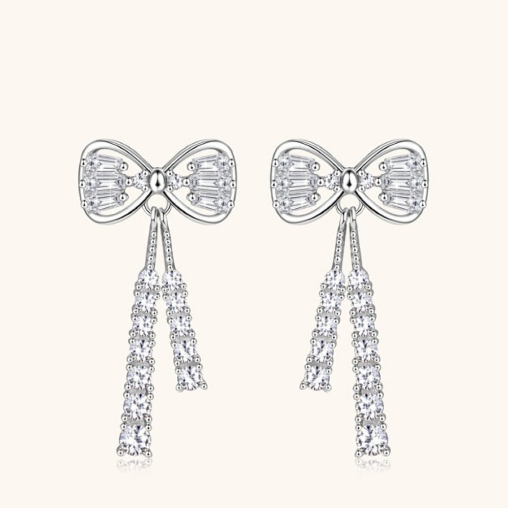 1.12 Carat Moissanite 925 Sterling Bow Earrings